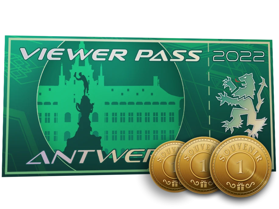 Пропуск зрителя PGL Major Antwerp 2022 + 3 сувенирных жетона